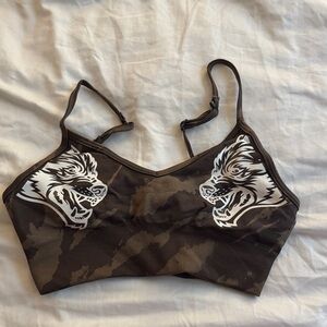 Darc Sport Black and Brown Wolf Graphic Sports Bra